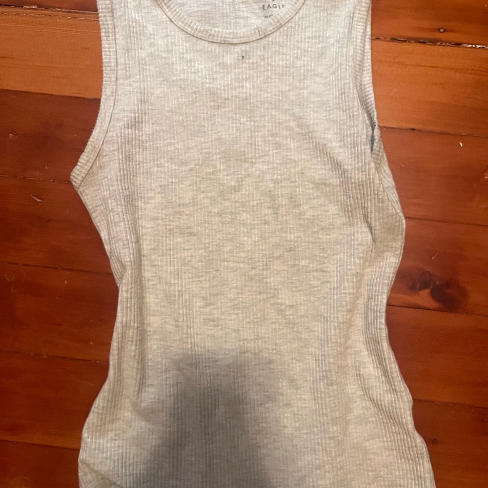 American Eagle Outfitters Light Gray Ribbed Top